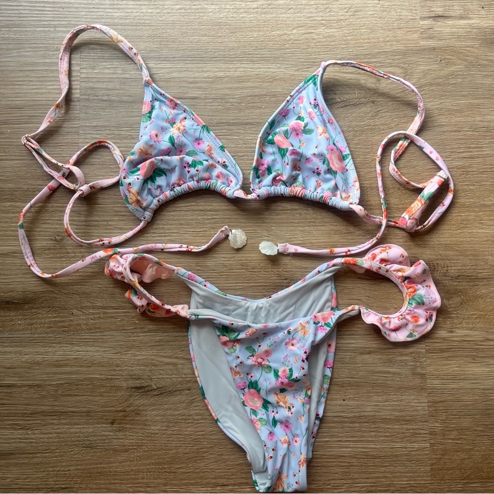 Blackbough Floral Bikini Set - Pink and White
